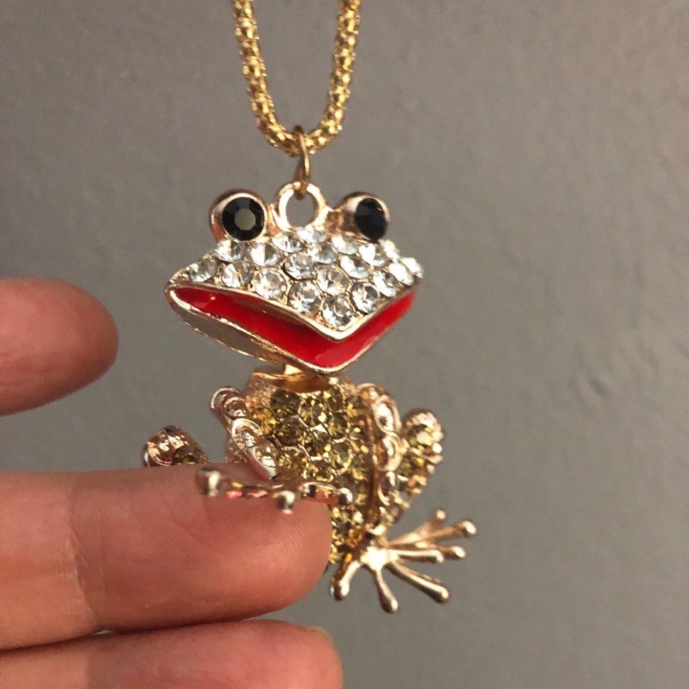Betsy Johnson Jeweled Frog Necklace